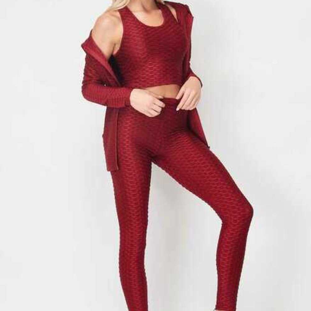 Three Piece Ruched  Butt Legging Set - Picture 2 of 2